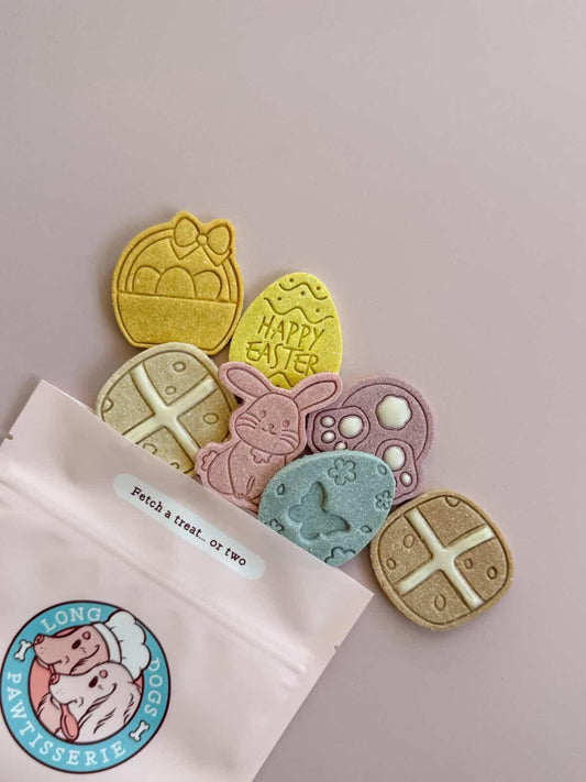 Hoppy Easter dog cookies longdogs pawtisserie