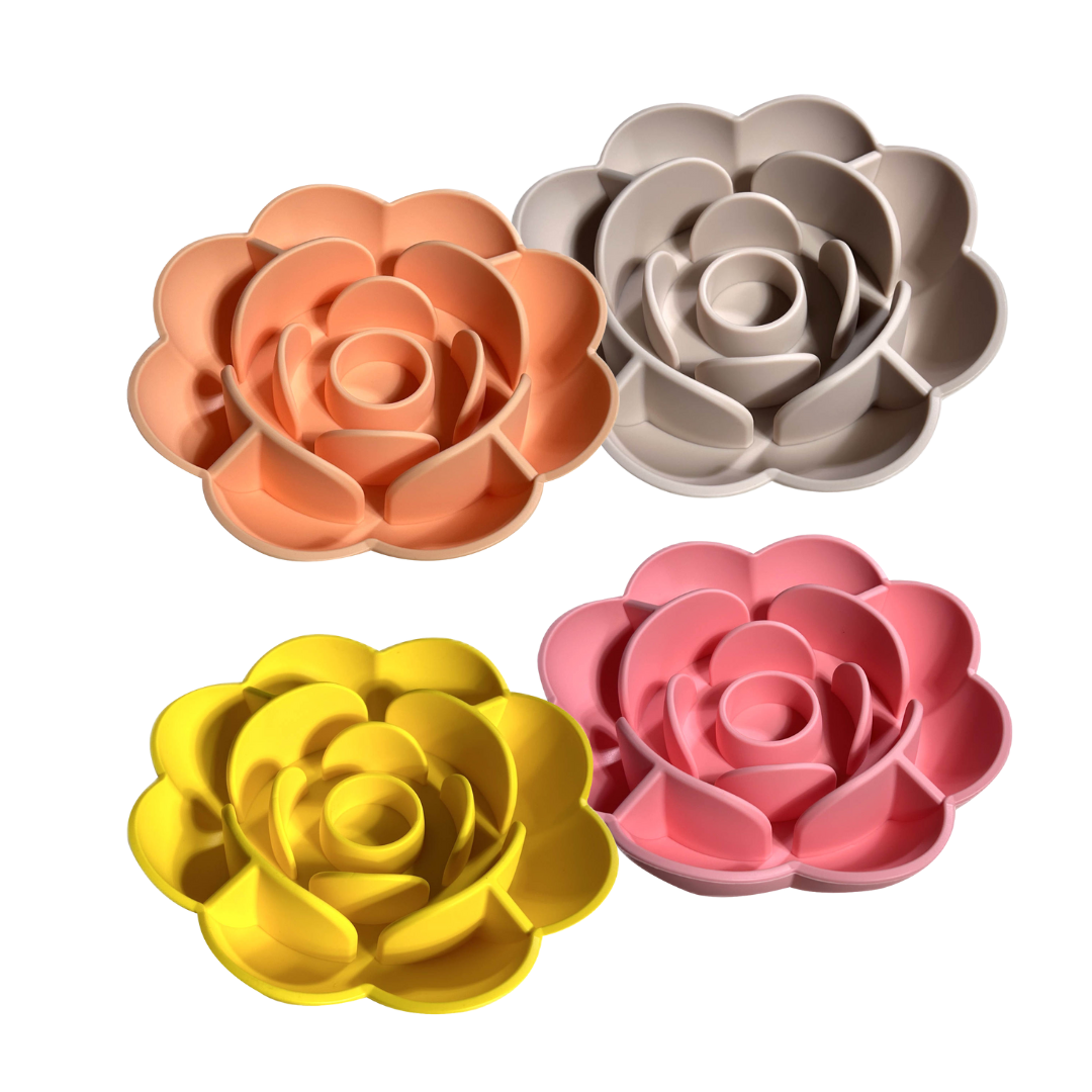 Blossom flower silicone slow feeder bowl for dogs