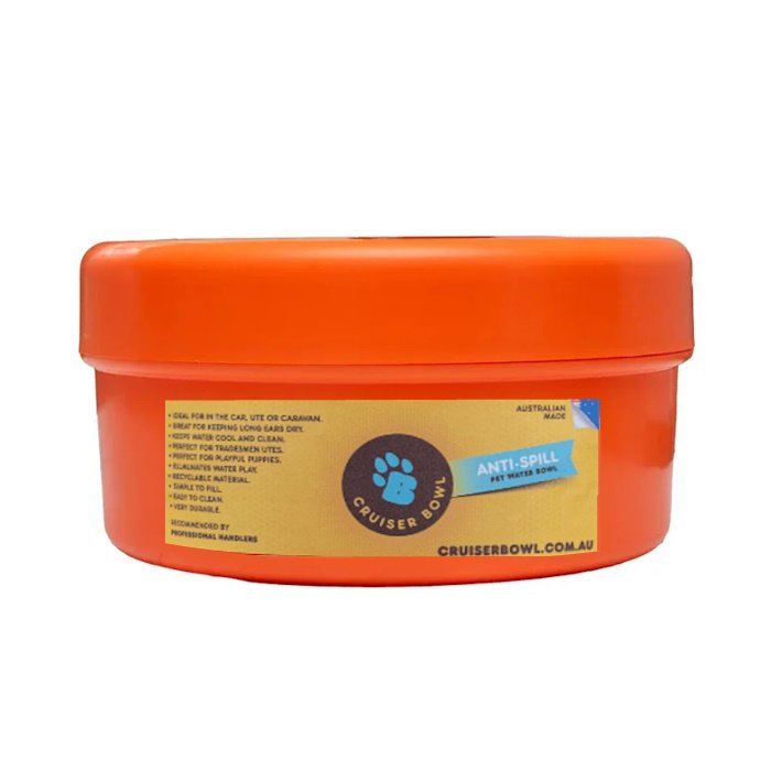 K9 Cruiser bowl - no spill dog water bowl orange 
