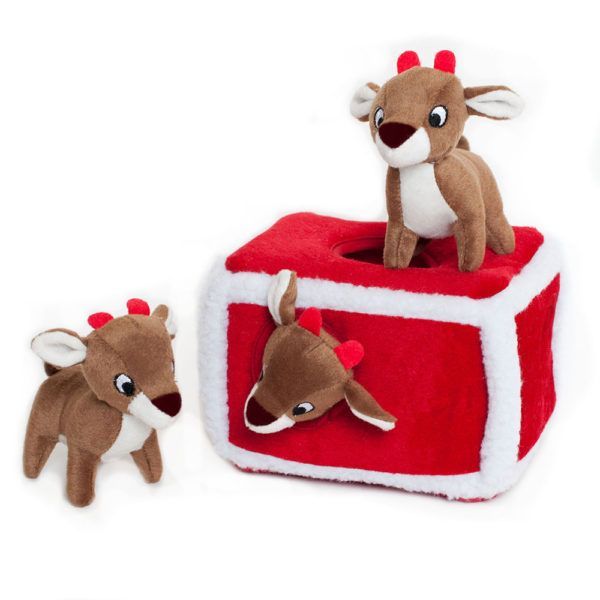 Zippy Paws Christmas Burrow Dog Toy - Reindeer Pen